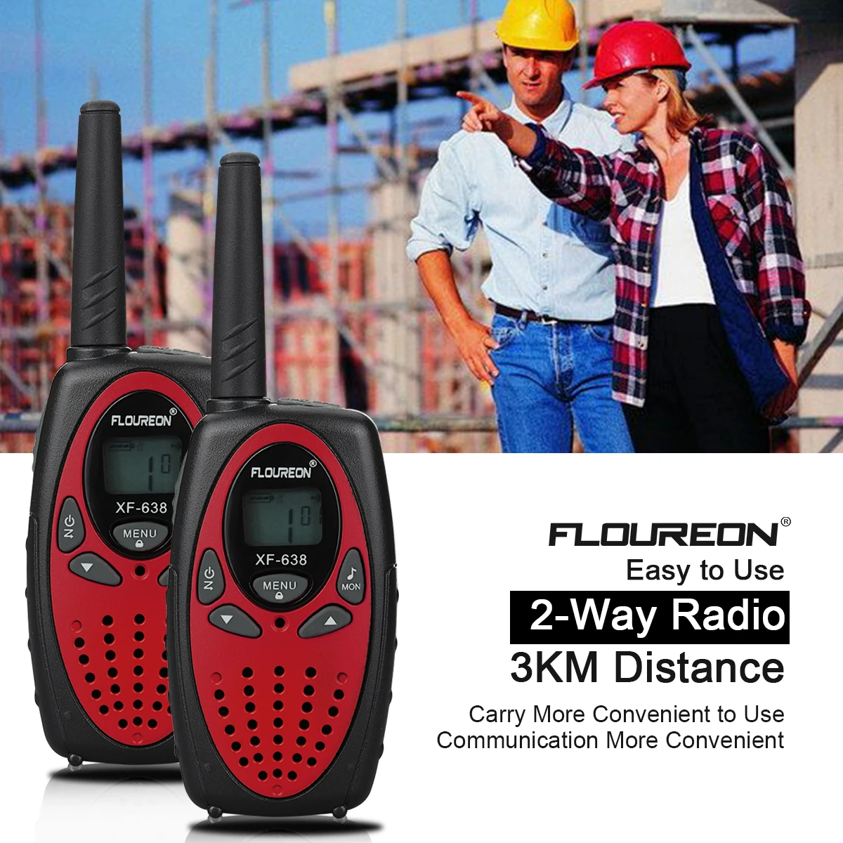 FLOUREON 8 канальный walkie talkie s UHF400-470MHz двухстороннее радио 3 км Interphone mini walkie talkie 2 шт walkie-talkie подарок