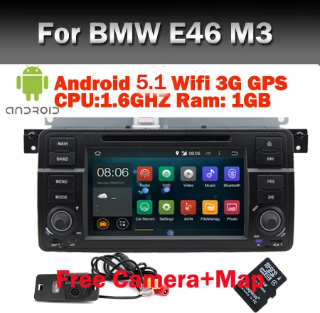 Четырехъядерный процессор dvd-плеер для BMW E46 Android 5.1 DVD GPS Navi Bluetooth радио RDS USB рулевое