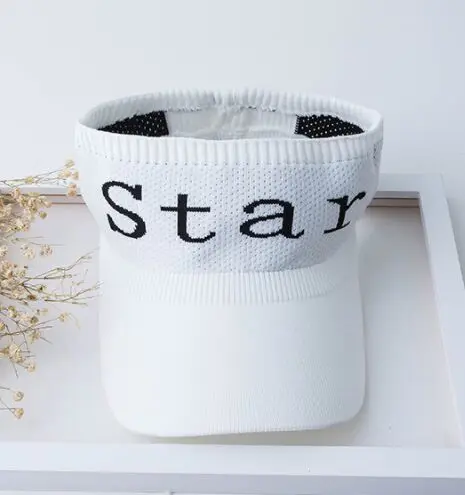 star white Женская Повседневная походная Кепка для путешествий, козырек от солнца, уличные вязаные шапки, спортивные безрукавные открытые солнцезащитные козырьки, Пляжная сетчатая Кепка для гольфа, женская - Цвет: star white