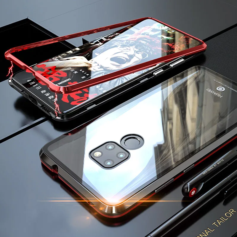 Black Red Роскошный чехол с магнитной адсорбцией для HUAWEI mate 20 Pro mate 20 Lite 20X P20lite, Магнитный чехол для mate 20 mate 20 lite, чехол - Цвет: Black Red