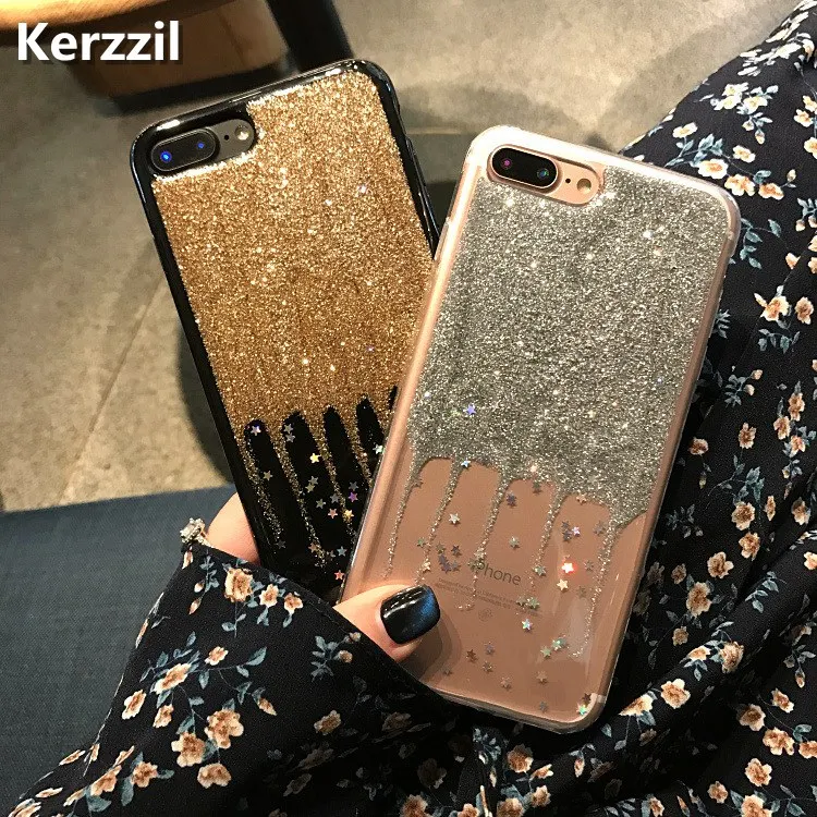 Блестящие Чехлы Kerzzil с градиентом золотого и серебряного цвета для iPhone 7 6 6S Plus
