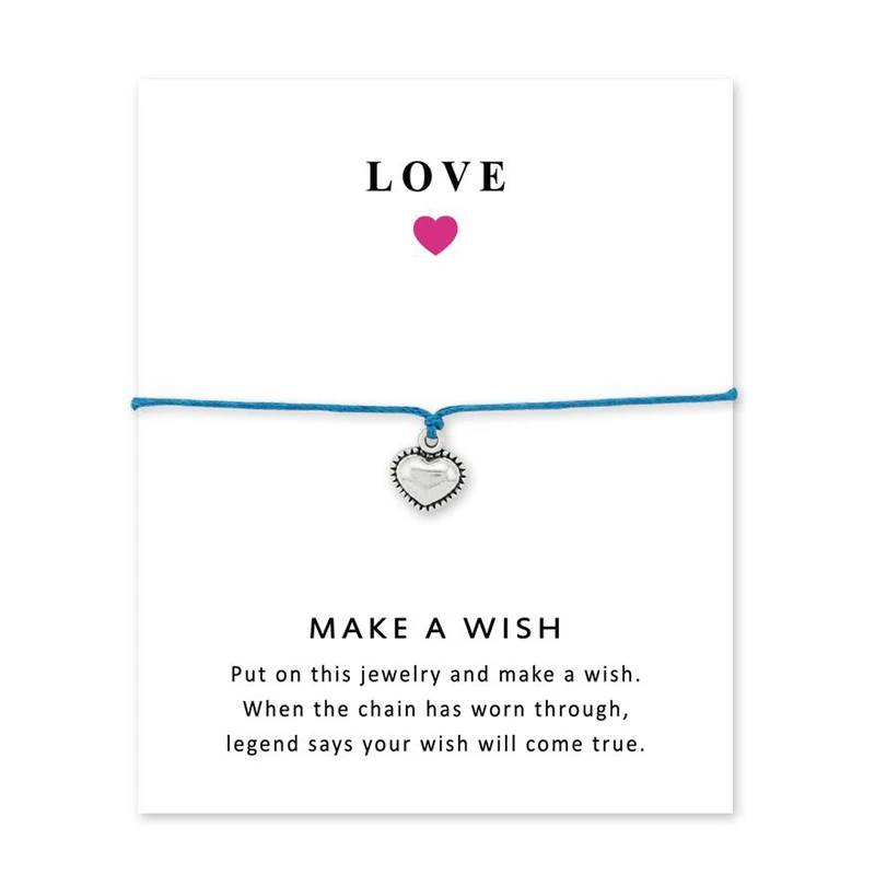 Браслет в форме сердца со звездочками и надписью Wish Card для лучших друзей подарки