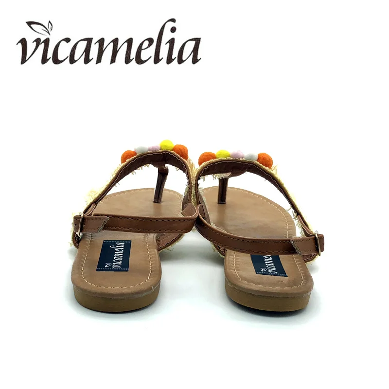 Vicamelia/женские летние сандалии на плоской подошве богемные пляжные вьетнамки с Т