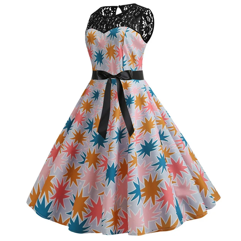 Red Elegant Party Dress Women Summer Lace Vintage Dress Vestidos 50s 60s Rockabilly Swing Dress Casual Plus Size Midi Dresses