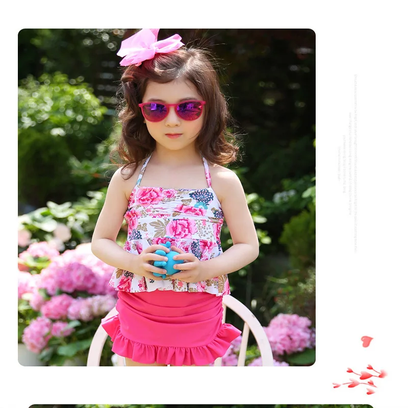 2019 г. обновленный детский купальный костюм с рюшами и цветочным принтом для