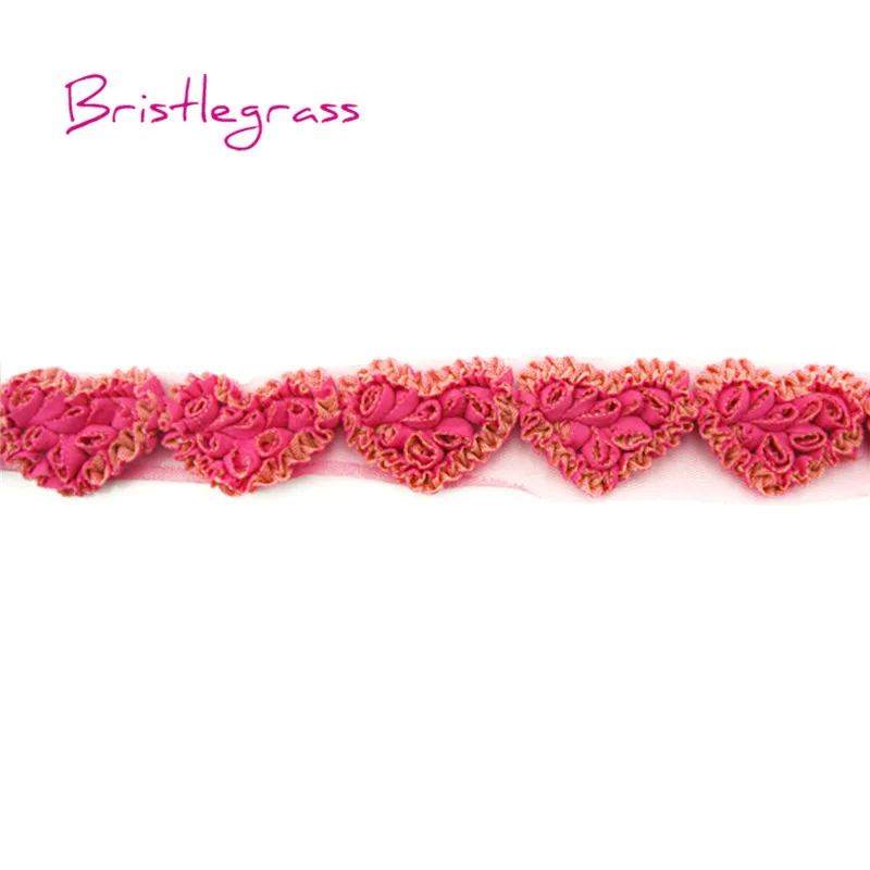 BRISTLEGRASS 1 Yard Crocheted Cotton Heart Flower Tulle Mesh Lace Trim Kid Headband Bride Wedding Dress Costume DIY Sewing Craft | Дом и сад