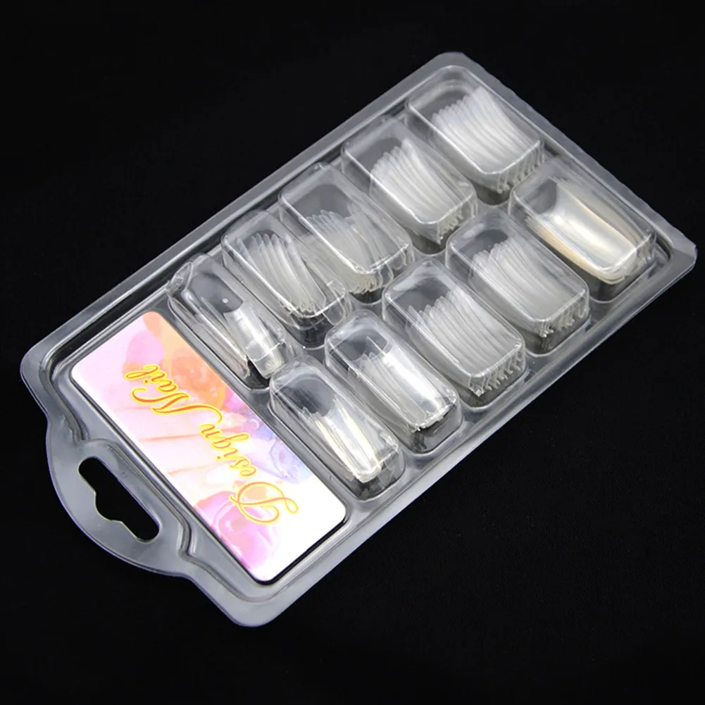 100pc Clear 100 шт./кор. накладные ногти Советы прозрачные/белые/Натуральные Искусственные длинные французские накладные поддельные полные ногти Советы Салон акриловый Искусство маникюрные инструменты - Цвет: 100pc Clear