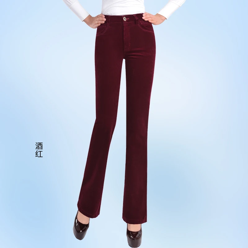 Осенне зимние модели вельветовые брюки большого размера с высокой талией