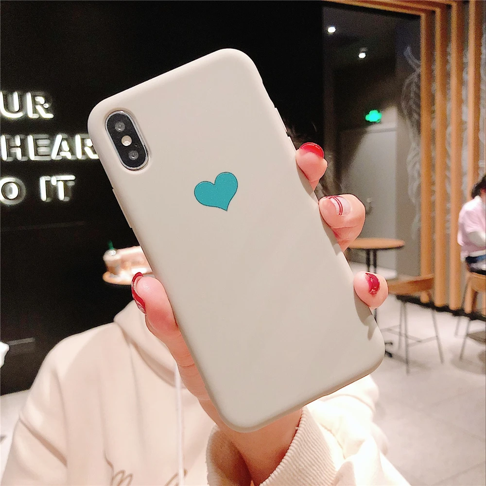 Простые милые Сердце Любовь жидкие силиконовый чехол для телефона iPhone X XS MAX XR