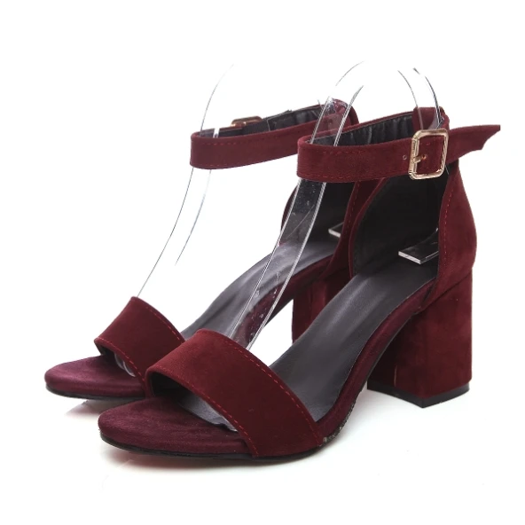wine red S. Romance/женские босоножки; большие размеры 34-43; модные летние туфли-лодочки на высоком каблуке с ремешком и пряжкой; женская обувь; цвет черный, розовый, белый, бордовый; SS838 - Цвет: wine red