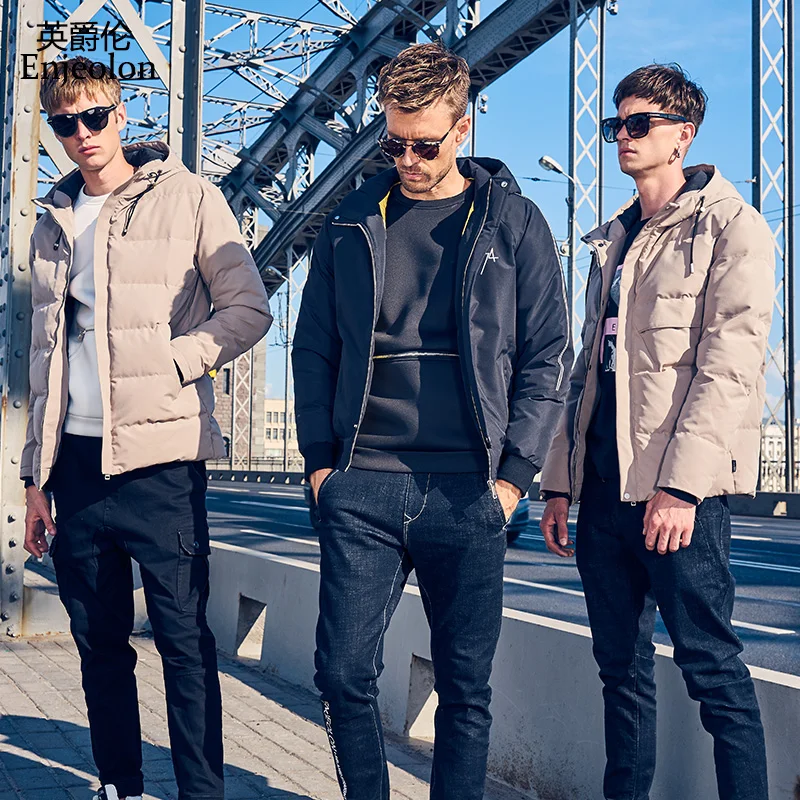 Enjeolon Brand winter Cotton Padded hooded Jacket Men thick hoodies Parka coat male Quilted jacket Coat 3XL MF0733 | Мужская одежда
