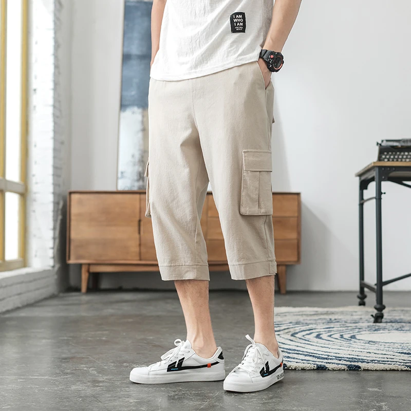 

2019 Summer Style Men Calf-Length Cargo Pants Casual Solid Pocket Tactical Casual Pants For Man ABZ407