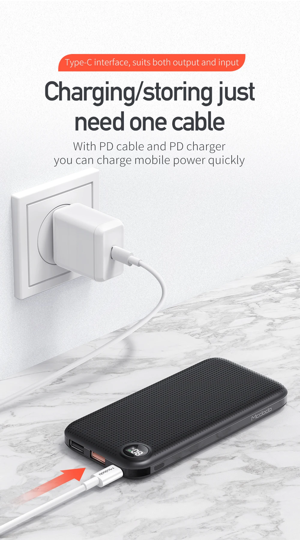 Mcdodo usb type-C PD 18 Вт power Bank 10000 мАч QC 3,0 Быстрая зарядка внешняя батарея для Xiaomi IPhone светодиодный дисплей портативное зарядное устройство