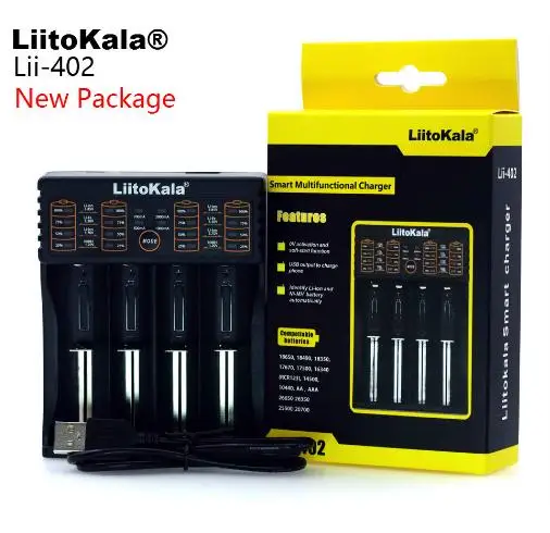 Liitokala Lii402 18650 зарядное устройство 1,2 в 3,7 в 3,2 в AA/AAA 26650 10440 14500 NiMH литиевая батарея 18650 зарядное устройство