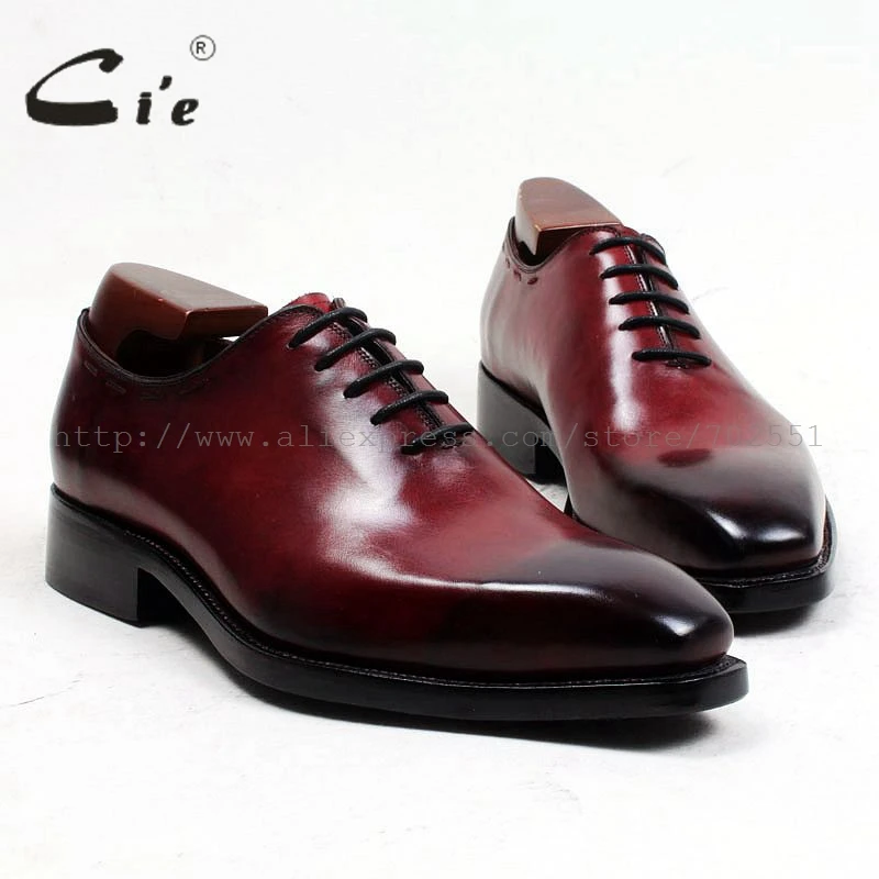 

cie square toe patina wine whole cut full grain calf leather handmade men's shoe goodyear welted mens formal shoes leather ox497