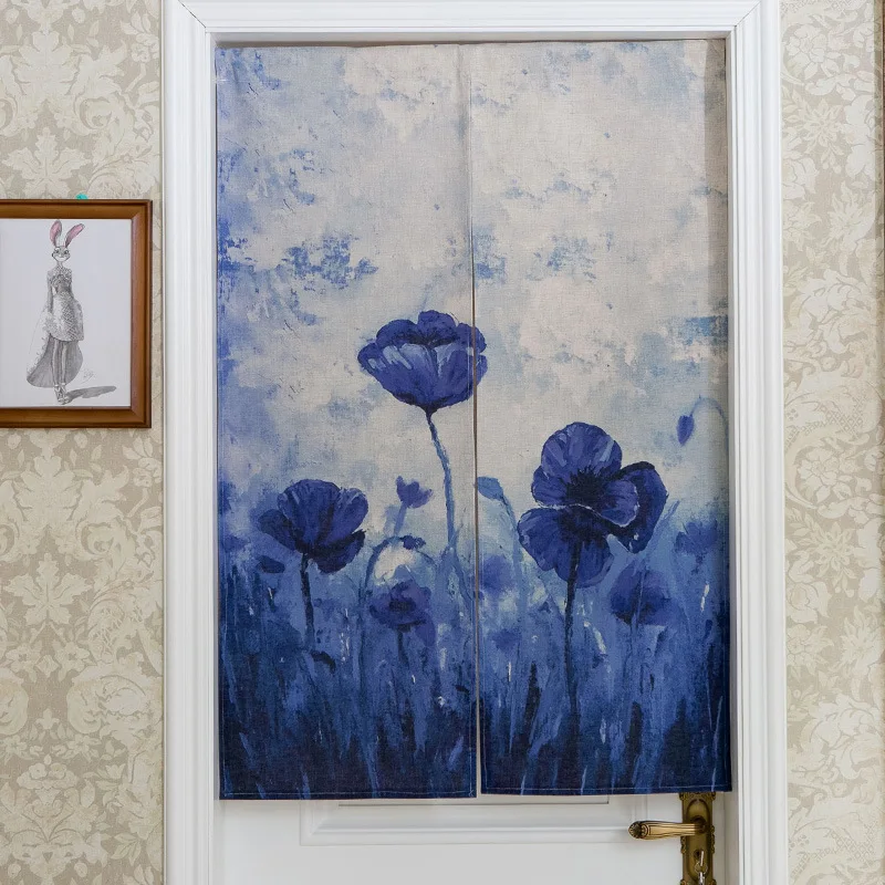 004 Japanese-style Plant Fabric Curtains Children's Study Partition Porch Curtains Kitchen and Bathroom Curtains - Color: 004