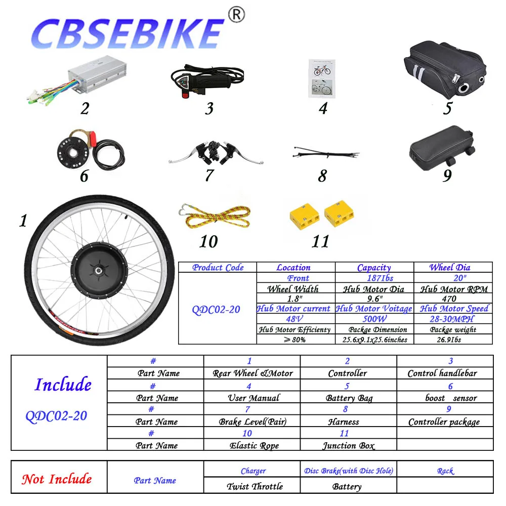 20inch 48v500w QDC2 CBSEBIKE 20 дюймов Ebike переднее моторное колесо комплект высокоскоростной конверсионный концентратор Электрический велосипед QDC01-20 - Цвет: 20inch 48v500w QDC2