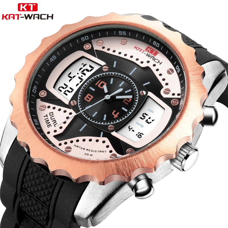 KAT WACH Элитный бренд для мужчин аналоговый цифровой силиконовые спортивные часы