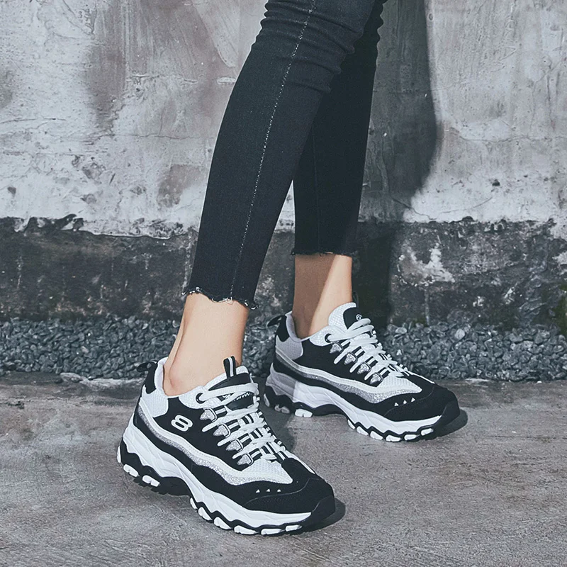 2019 женские кроссовки на плоской платформе из вулканизированной кожи удобные