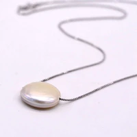 baroque pendant necklace natural pearl silver necklace silver coin pearl pendant short necklace womens pearl pendant