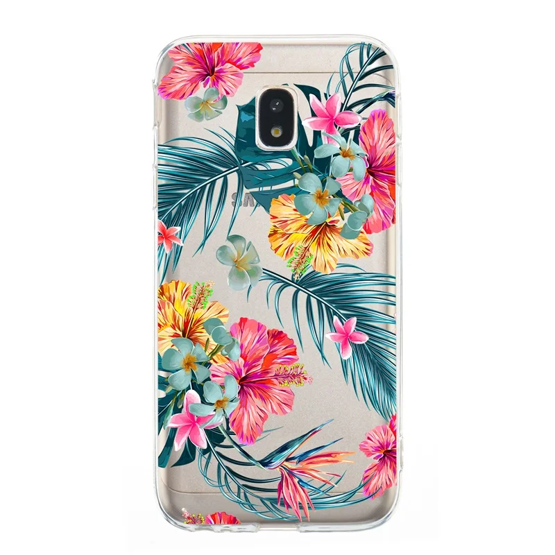 Case For Samsung Galaxy J3 J330F J5 J530F J7 J730F 2017 Cover flower TPU Jelly Transparent clear ultra thin soft case kimTHmall |