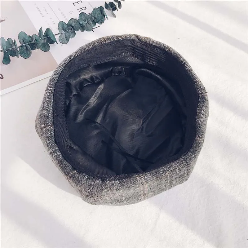 Female Pretty Cute Solid Newsboy Caps Wool Vintage British cap Plaid Artist Literature Hats Octagon Hat Free Shipping Sale |