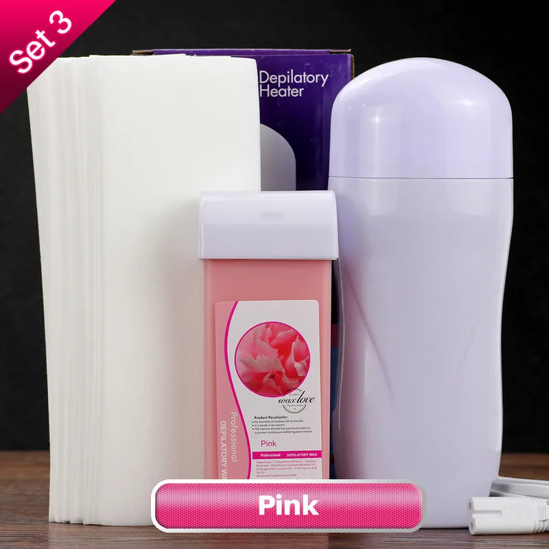 SET 3 Pink Восковый набор нагревателей машина для удаления волос 110 V/220-240 V Электрический депилятор для лица бровей Мини эпилятор восковой расплава полоски* 30 - Цвет: SET 3 Pink