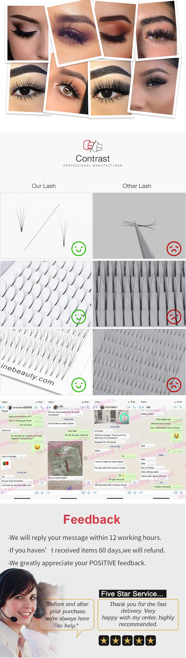 Seashine 1 Tray Short Stem Premade Volume Fans Russian Volume Eyelash Extension CD Curl Premade Fans Eyelash Extension Faux Mink