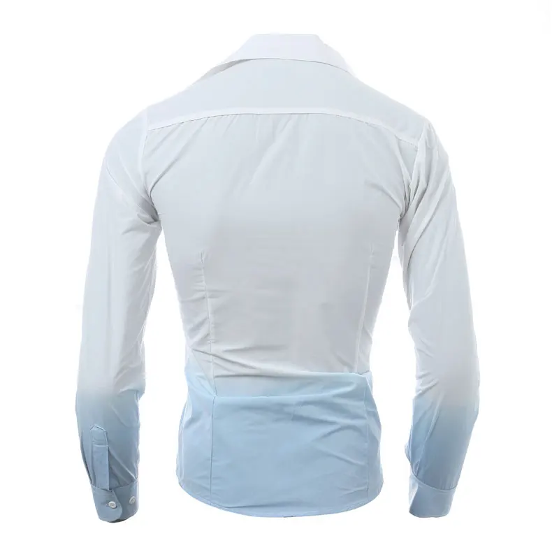 Мужская рубашка с 3D градиентом галстуком краской 2016 длинным рукавом мужская