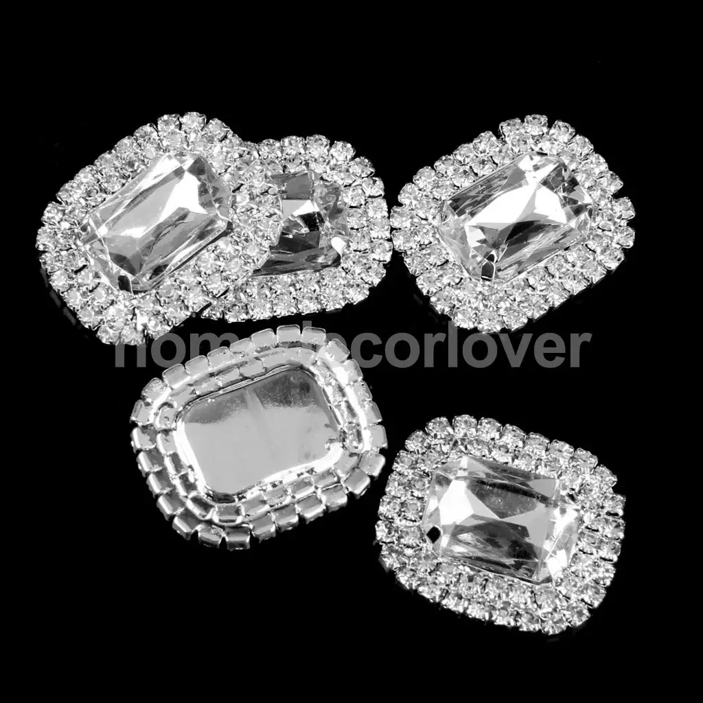 5pcs Clear Crystal Diamante Button Embellishment Sewing Craft DIY 30x25mm | Дом и сад