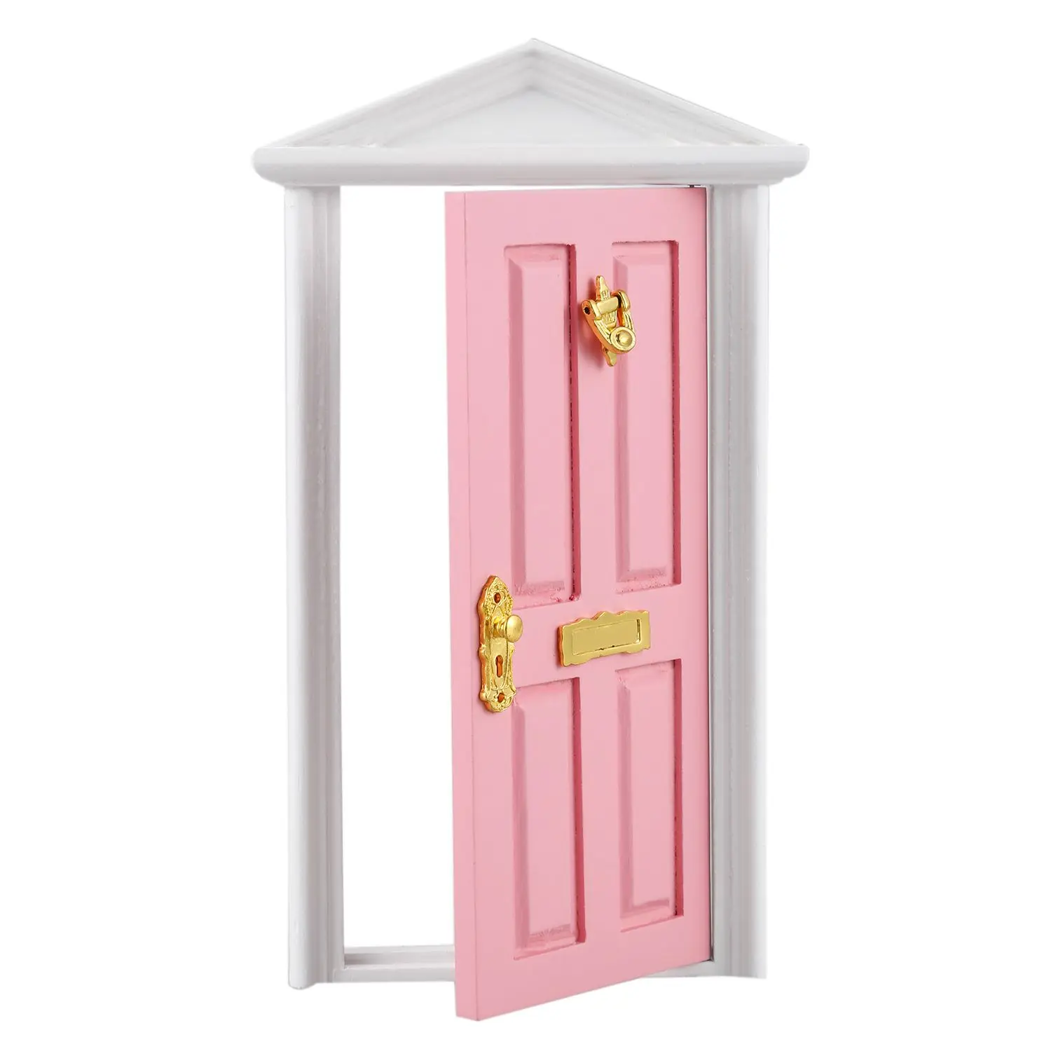 Pink Миниатюрные кукольные домики игры игрушки деревянная дверь с железом - Цвет: Pink