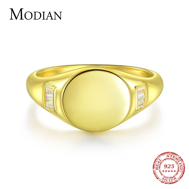 Modian 925 пробы Серебряное очаровательное Сверкающее круглое Золотое модное кольцо на палец классические ювелирные изделия для женщин Серебряное кольцо Anel