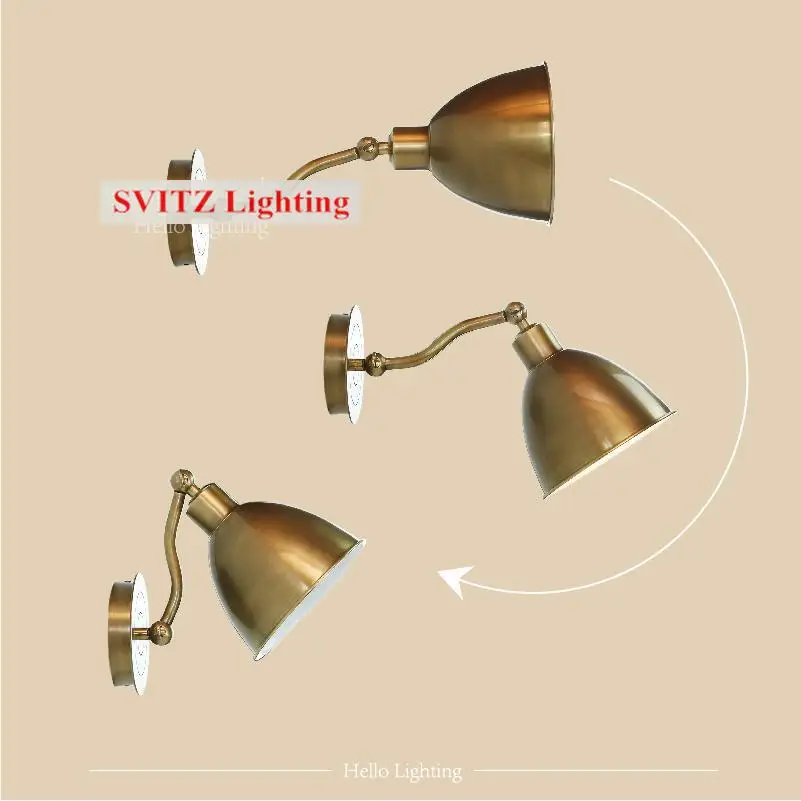 Винтажный медный настенный светильник для прихожей зеркальный туалетной