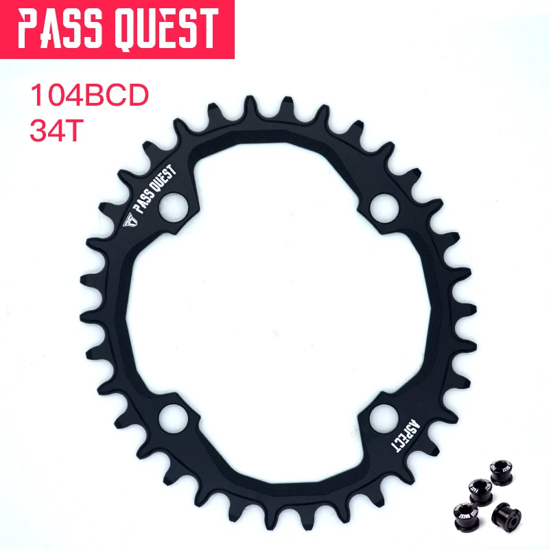 Pass Quest MTB 104BCD овальная узкая широкая цепь для горного велосипеда 34T 36T 38T 40T 42T 44T 46T 48T Звездочка пластина - Цвет: 34T