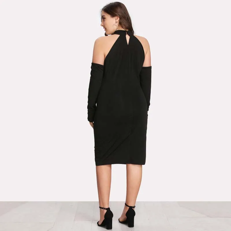 Женское облегающее платье WHZHM черное блестящее с высокой талией осеннее длинным