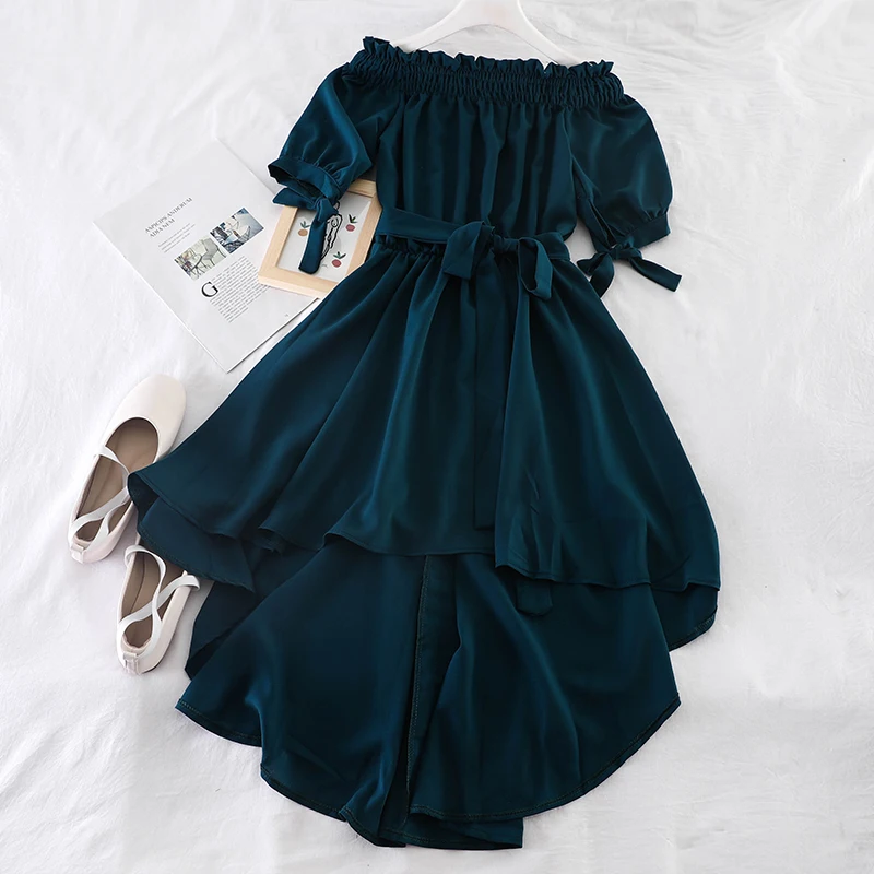 Женское платье с асимметричным подолом ALPHALMODA пуловер открытыми плечами