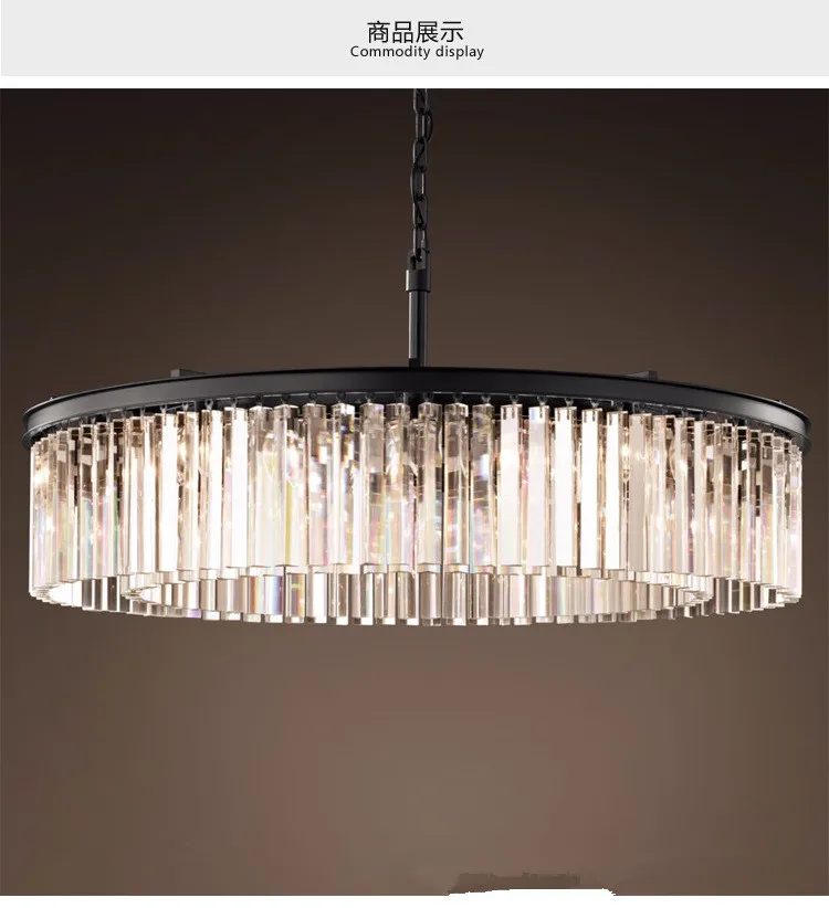 

Modern Retro Crystal Pendant Light Creative Round Chain Dining Room Foyer Hall Hanging Light Fixtures Free Shipping