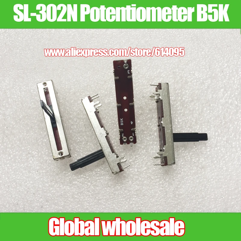 5 шт. SL-302N 45 мм скользящий фейдер одинарный потенциометр B5K/ручка Длина 20MMC