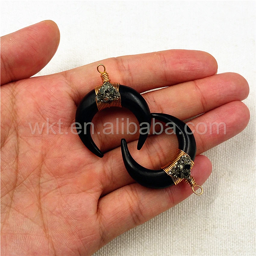 Женская подвеска из черной костяной рог натурального черного буйвола с