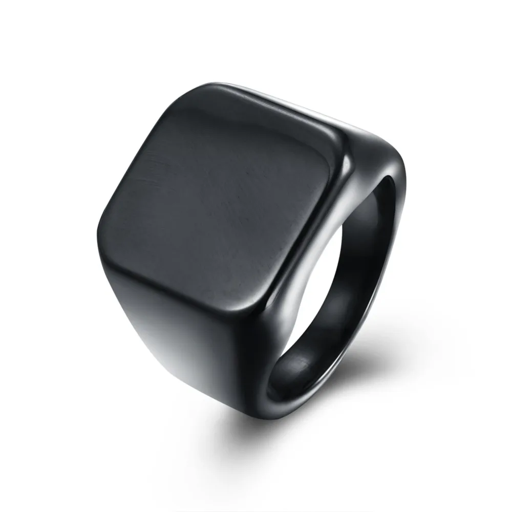 Men Fashion Cool Ring 16MM Gun Black 316L Titanium Steel Square Watch Punk Jewelry Size 7-10 Stainless Rings | Украшения и