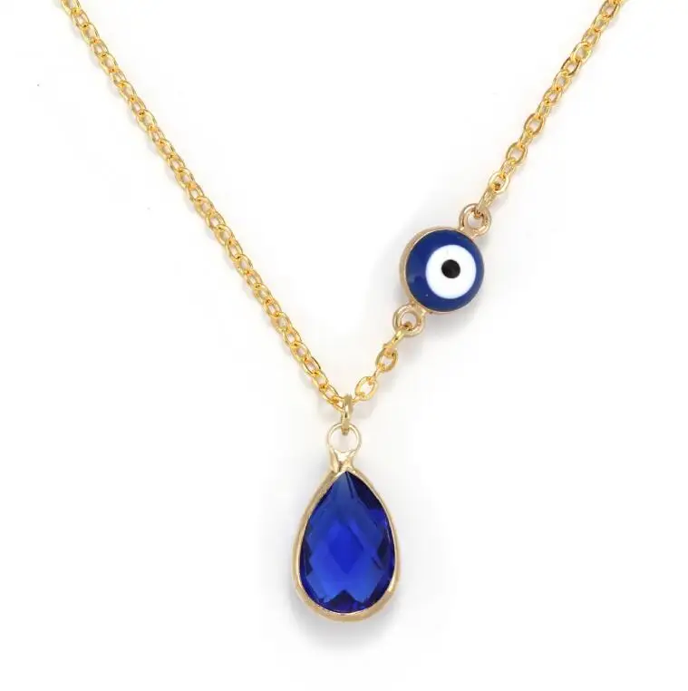 Blue Evil Eye элегантная со стразами турецкий глаз кулон Цепочки и ожерелья цепь очарование Для женщин девушки удачи Подарочное кольцо EY6134 - Окраска металла: Blue
