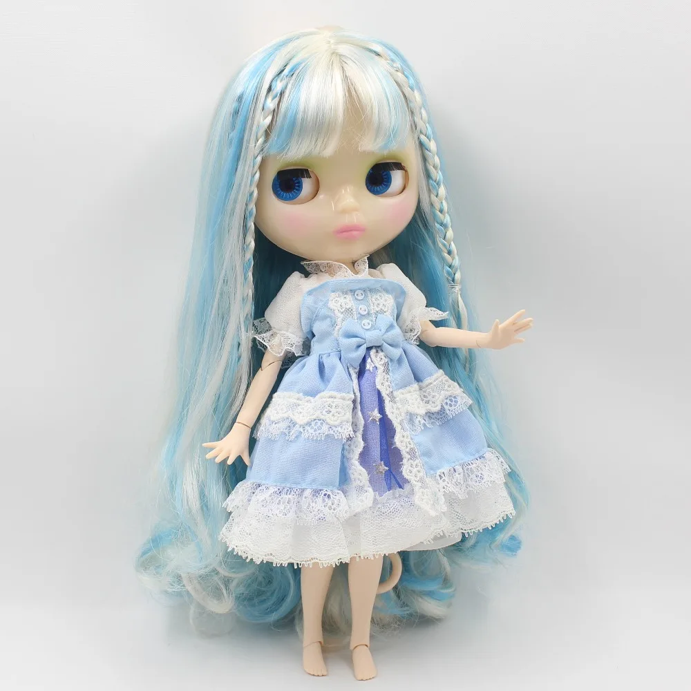 ICY blyth кукла голубой микс серебряные волосы с бахромой/челка прозрачное лицо суставное тело 1/6 игрушка 30 см