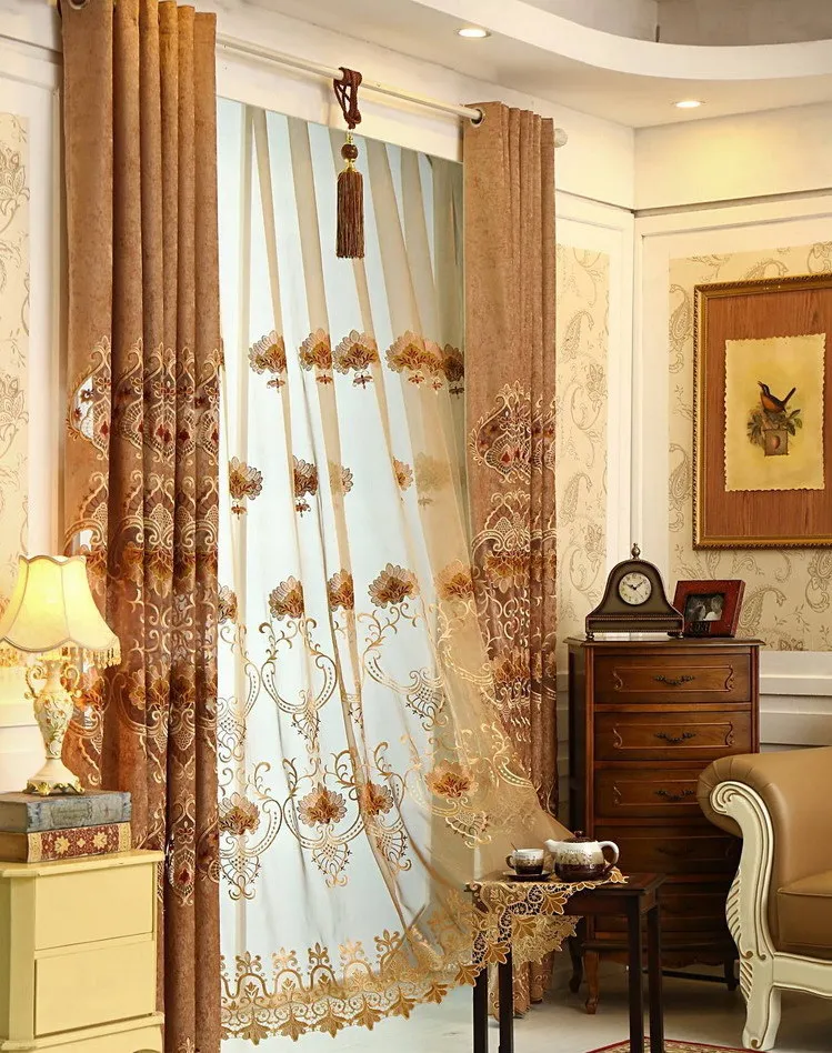 

Cloth Curtain Hollow Out Water Soluble Embroidery Room Chenille Window Shading Cloth Curtains for Living Dining Room Bedroom