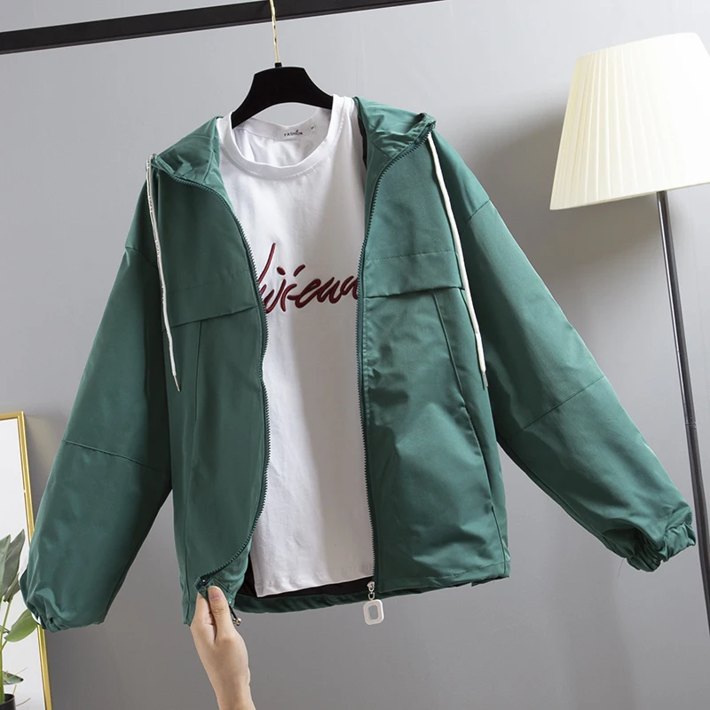 Корейская черная ветровка с капюшоном для женщин Chaqueta Mujer дамское пальто весна