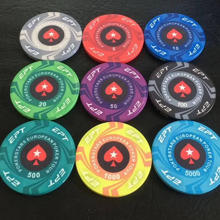 9pcs/Set EPT European Poker Chips Set with Value Ceramic Chips Pokerstar Poker Set Tour Handfeel Professional Casino Chip home