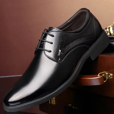 0052 осень-зима мужской деловой костюм кожаная обувь шнурки из натуральной кожи