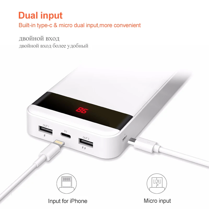 Yoobao Quick Charge 3 0 power Bank 20000 мАч для Xiaomi Mi 2 USB портативный внешний аккумулятор Pover iPhone 7 6