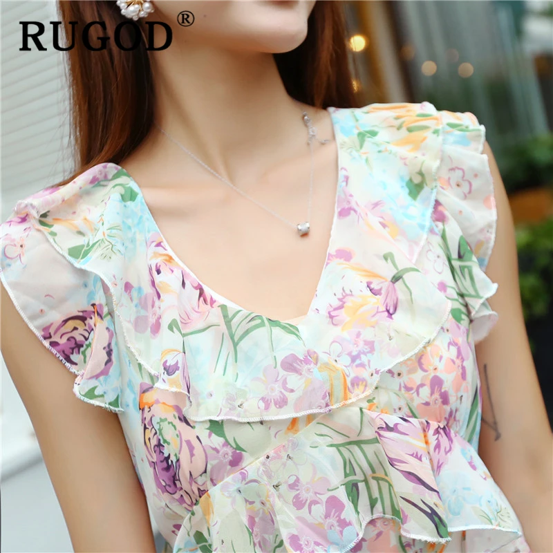 Женское пляжное платье RUGOD богемное с каскадными оборками v образным вырезом и