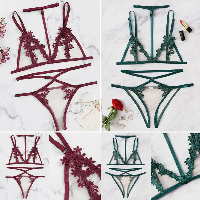 Сексуальное женское кружевное белье Babydoll ночное бюстгальтер + стринги|Комплекты