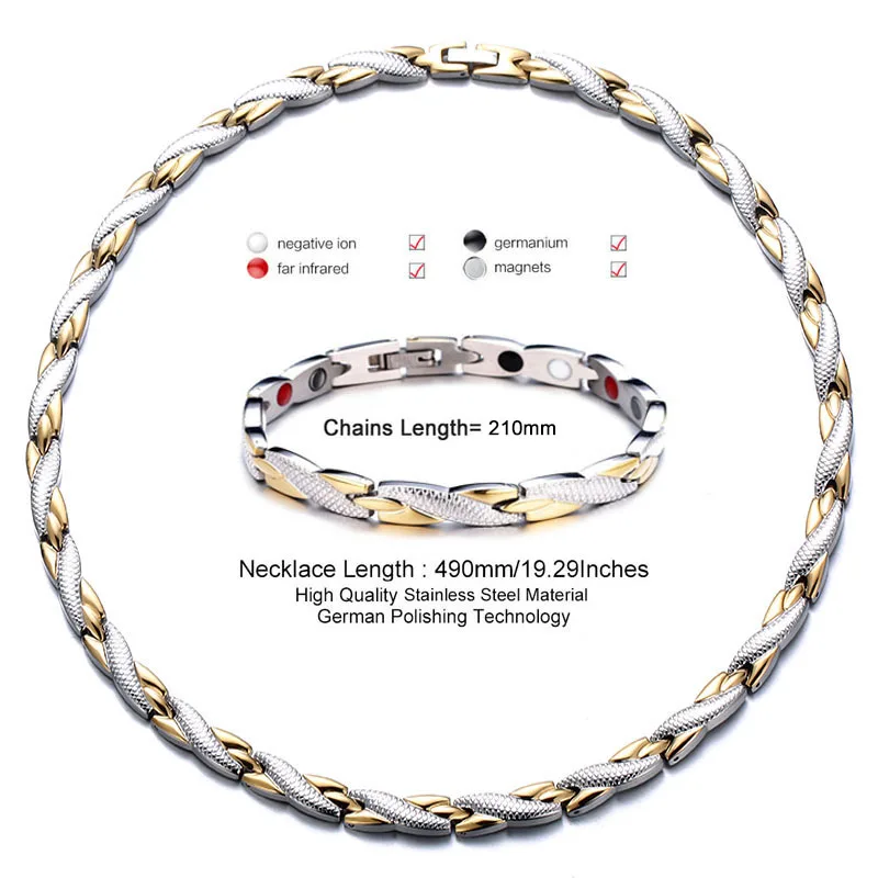 Модное ожерелье с магнитным браслетом для мужчин и женщин из нержавеющей